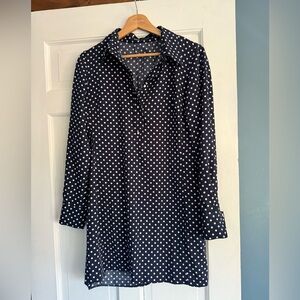 Zara Navy Polka Dot Mini Dress